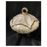 Very elegant covered dish with floral print 6 1/2