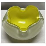 Midcentury Murano Opaque White Glass and Lemon