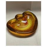 Blenko Glass Freeform Amber Ashtray