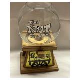 Glass and wood peanut dispenser