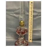 Red Flashed Mini Oil Lamp w/Bullseye Pattern