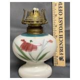 Mini Painted Milk Glass Oil Lamp