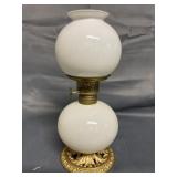 Mini Double Globe Milk Glass Oil Lamp