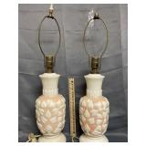 Pair of Pink White Aladdin Lamps, one missing