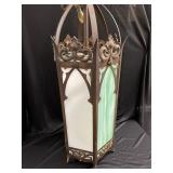 36" Tall Six Sided Slag Glass Ceiling Light