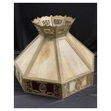 8 Sided Slag Glass Light  with Gold Tone Metal