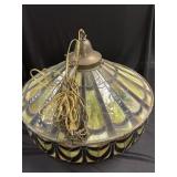 25" Wide Leaded Stain Glass Swag Lamp with Heavy