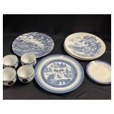 Various Blue and White Cups and Plates
