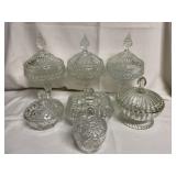 Quantity of Heavy Glass Lidded Candy Dish and More