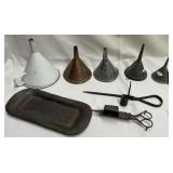 Vintage lot of funnels and more