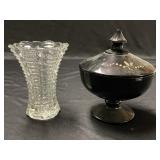 Vintage Pressed Glass Fluted Bud Vase Art Deco