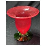 Red and green vase measures 5 1/2 inches tall 6