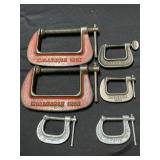 Malleable Iron C-clamps, lot of 6