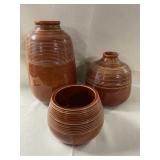 3 Brown Pottery Items