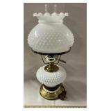 Vintage white milk glass Hobnail Hurricane Parlor