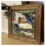 Bird mirror with nice wood frame
