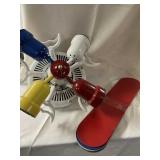 Multicolored ceiling fan looks to be in new