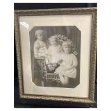 Wood Framed Reprint of Black and White Children