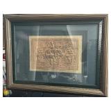 Large Framed Terra Cotta Block of Galleon Ships
