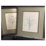 Pair of Mary Lou Goertzen Pen and Ink w/Water