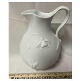 1990s Vintage White Matte Bisque Pitcher