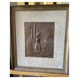 Vintage Mid Century Embossed Copper Metal Girl