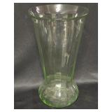 Vaseline glass stands 12 inches tall