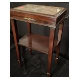 Stone topped mahogany and table. Top is 13 1/2