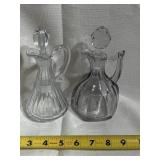 Pair of clear Glass cruets each approximately 5
