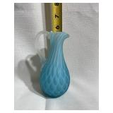 Blue Satin Glass Diamond Quilted mini Pitcher