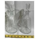 Pair of cracked glass cruets 7 1/2 inches tall