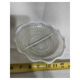 Two-part clear glass and milk glass Tray 7 1/2