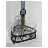 Tri-Corner Wood Handle Glass Caddy