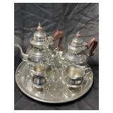 Kirk Stieff Pewter Williamsburg 5 pc Coffee Pot,