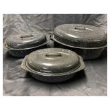 Granite Ware 15-Inch and two 11- inch Covered