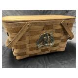 Vintage picnic basket with metal Eagle