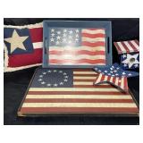 Patriotic lot with flag serving tray, flag wall