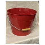 Red metal bucket, 12 inches tall 15 inches