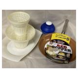 Tupperware items and a new 10 inch copper fry