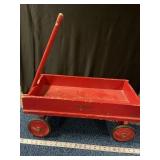 Chunky red wooden wagon