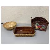 Baskets and Anchor Hocking Glass Pan