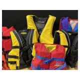 Two adult life jackets, five youth  life jackets.