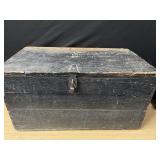 Vintage wooden trunk measures 23 1/2" x 13" x 12