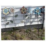 Six outdoor metal flowers
