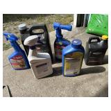 Outdoor lot with week killer, bug repellent, gas