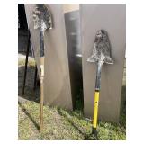 Spear headed spade and garden shovell