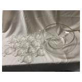Very large punch bowl, with 12 glasses and ladle.