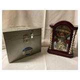 Lot of Metal port-a-file and religious clock