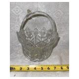 Leaded glass basket with handle 6 inches