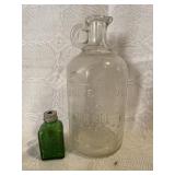 White House Vinegar Bottle and Small Green Bottle